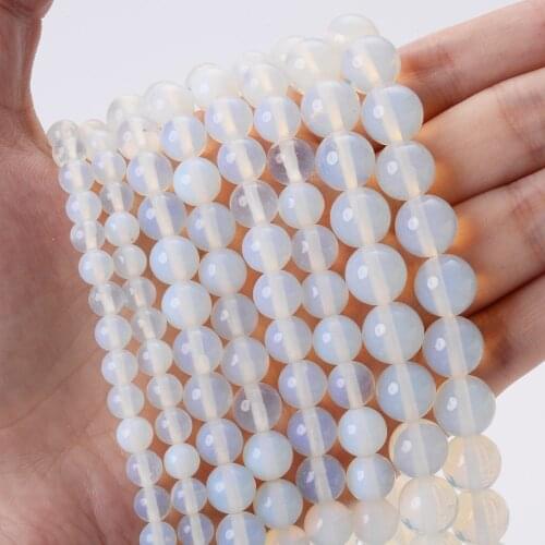 Natural Stone Beads Round Opal Loose Spacer Bead for Jewelry Making DIY Charm Bracelet Necklace Accessories 4/6/8/10/12mm