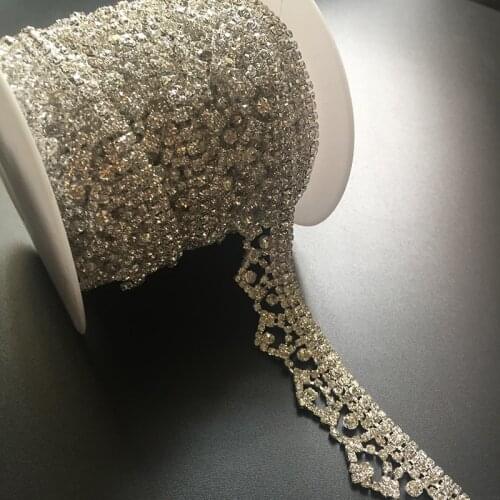 5Yards Clear Rhinestone Crystal Gold Silver Rose Gold Chain Bridal Costume Bling Bling Rhinestone Trimming Trim Craft