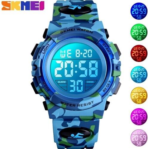 SKMEI Military Kids Sport Watches 50M Waterproof Electronic Wristwatch Stop Watch Clock Children Digital Watch Boys Girls New