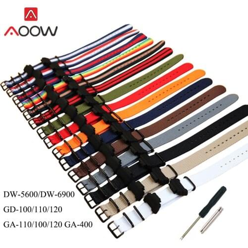 Colorful NATO Nylon Strap Zulu Watchband for Casio G-Shock GA-110 120 GA-400 GD-100 DW-5600 Canvas Men Bracelet Band Adapters