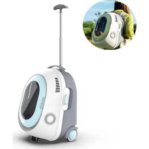 Pet Cat Stroller Dog Backpack Trolley Case Rolling Luggage Backpack Cold Fog Air Conditioner Fan Dog Transporter Carrier Travel