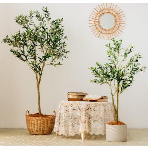 120cm Artificial Olive Tree Plant Potted Fake Olive Leaf Faux Stem with Fruit Tree Large Landscaping Plant Tree Decoration