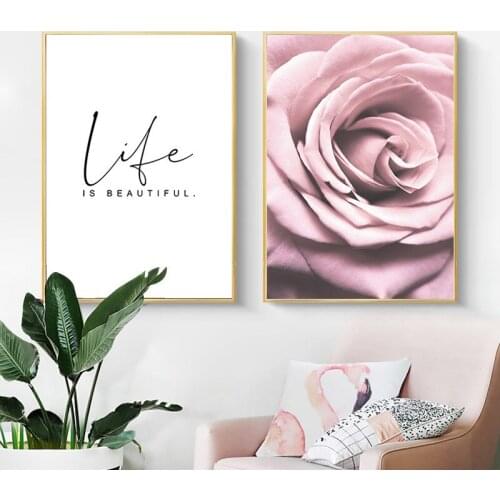 Scandinavian Art Flower Canvas Painting Poster Rose Wall Print Nordic Style Picture For Living Room Modern Home Decoration YX155