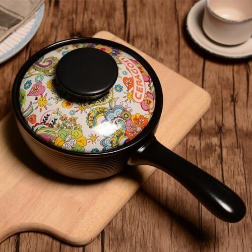 Ceramic high temperature cooking pot casserole baby with handle milk pot porridge pot stew