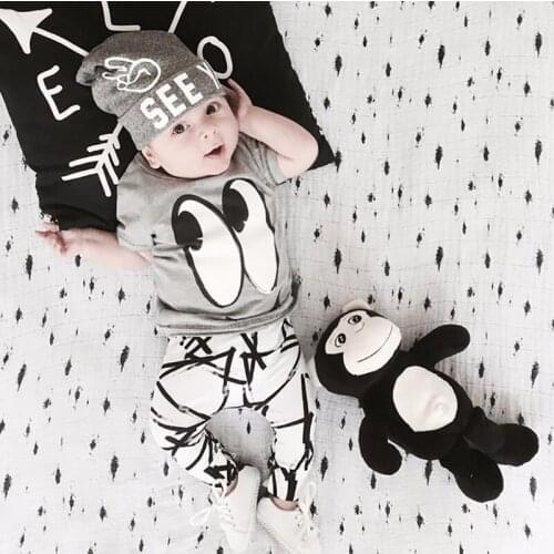 Newborn Baby Boy Summer Clothes Set Cotton Cartoon Short Sleeve T-shirt Pants 2Pcs Outfit Infant Toddler Boys Clothing Sets 2020