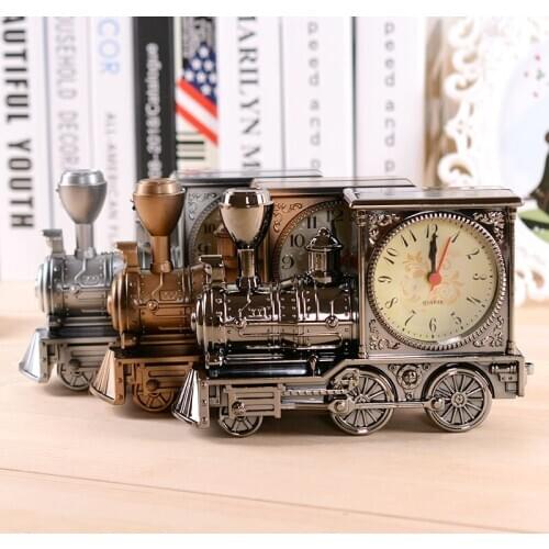 Creative crafts antique locomotive alarm clock boutique Vintage rickshaw alarm clock locomotive decoration gift student clock