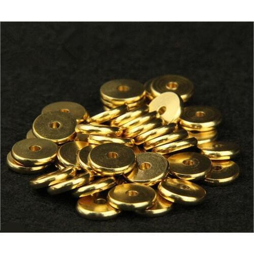 50pcs/lot Gold Color 4/5/6/7/8/10mm Original Brass Round Flat Metal Copper Spacer Beads Fit Bracelet Necklace DIY Jewelry Making