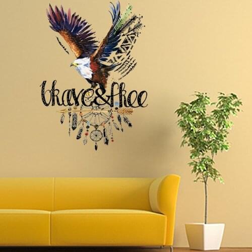 Cool Bird Dream Feather Creative Wall Stickers Giant Eagle Wings Art Mural for Living Room Bedroom Big Sticker Waterproof paper