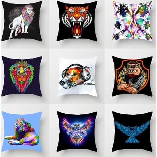 Linen Cushion Cover dog horse owl kangaroo cat giraffe cow Decorative Pillows Home sofa cojines coussin Cafe Office car almofada