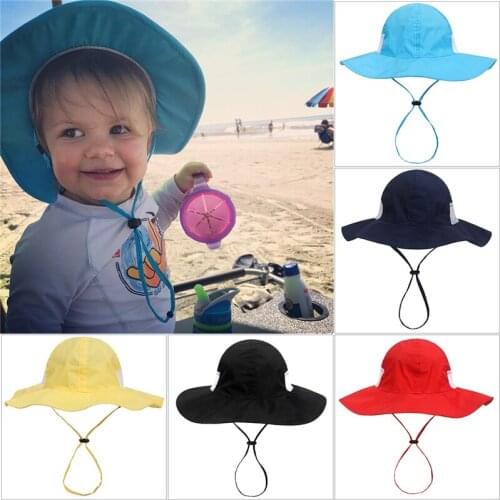 Summer Fashion Beach Sun-proof Baby kids elastic Cap Large Brim Comfortable Travel Hats
