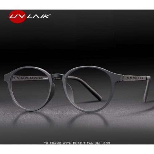 UVLAIK Pure Titanium Glasses Frame Women 2021 Men TR90 Round Eyeglasses Ultralight Business Myopia Prescription Glasses Frame