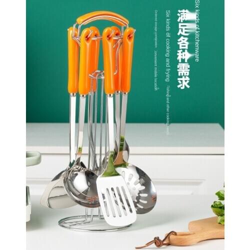 Orange Spatula 7-Piece Set Ladel Household Kitchen Spatula Spoon Full Set Kitchenware Spatula Set Kitchen Accessories