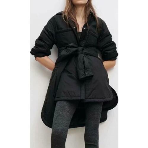 2021 New Autumn Winter Warm Cotton Jacket Coat Women Vintage Khaki Long Outwear Female Oversize Solid Overcoats Loose Parkas Top