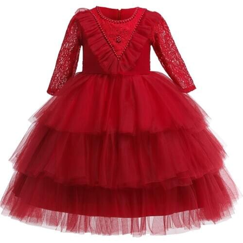 Female baby solid color wash dress baby one-year-old lace dress hundred days banquet cake princess dress