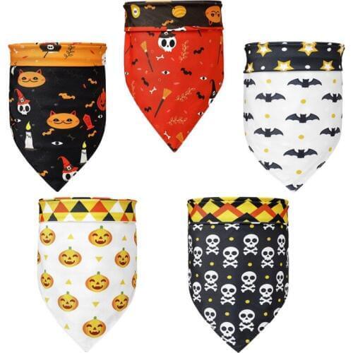 Pet Collar Double-side Printed Dog Cat Bandanas Pet Dogs Accessories Halloween Dress Up Adjustable Dogs Bandana Cat Scarf new