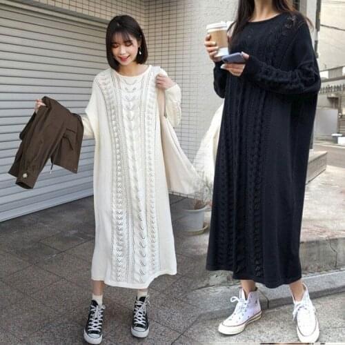 2021 Winter WomenS Dress Bodycon Sweater Women Dress Long Sleeve Knitted Dresses Maxi Vintage Oversize Dresses Knitting Fall