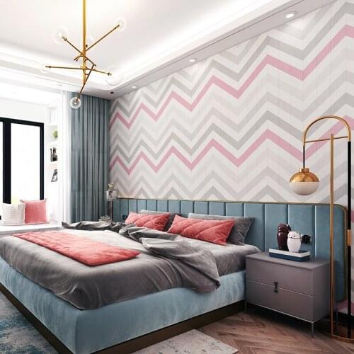 Wallpaper self adhesive waterproof 3D wall sticker Nordic geometric stripe childrens bedroom clothing shop decoration sticker