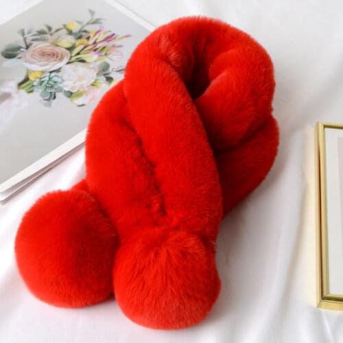 Red Fashion Autumn Winter Women Lady Faux Fox Furry Plush Scarf Grass Collar Fur Scarf Korea Neck Warmer New Year Gift Bufanda