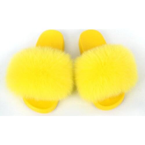 Summer Womens Fashion PVC Plush Slippers Ladies Colorful Fox Fur Slides Female Home Cute Fluffy Shoes Big Size Furry Sandals