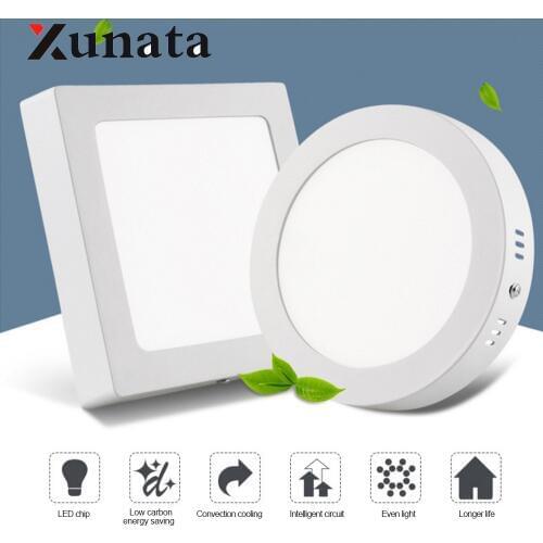 Led Panel Light 6W 12W 18W 24W Round Square Spotlights Lamp Surface Mounted Indoor Lighting Led Ceiling Lamp AC85-265V