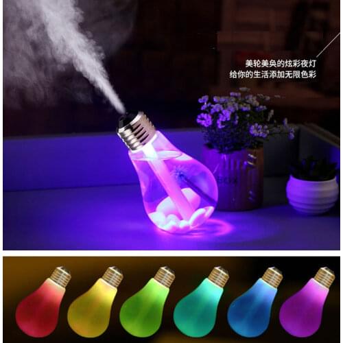 USB ultrasonic humidifier home office Mini aromatherapy colorful LED night light bulb aromatherapy atomizer creative bottle