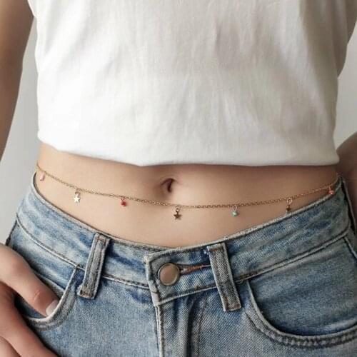 Bohemia Sexy Star Belly Chain Bikini Waist Link Necklaces Belt Chains For Women 2021 Trendy y2k Female Summer Body Jewelry