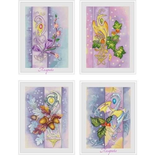 11/14/18/16/22/25/28ct Four season scenery patterns counted cross stitch 1 Cross Stitch kits embroidery needlework Sets