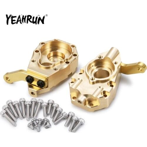 YEAHRUN 1Pair Counterweight style Climbing Car Accessories Heavy Duty Brass Front Steering Knuckle Set For TRAXXAS TRX4 1/10 RC