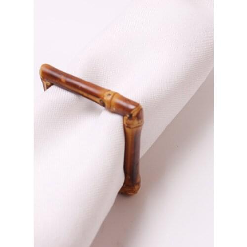 12 / PCS new geometric napkin buckle simple circular bamboo napkin ring buckle bamboo, wood and rattan napkin ring