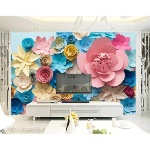 Custom photo 3d wallpaper HD color rose paper flower background living room home decor 3d wall murals wallpaper for walls 3 d