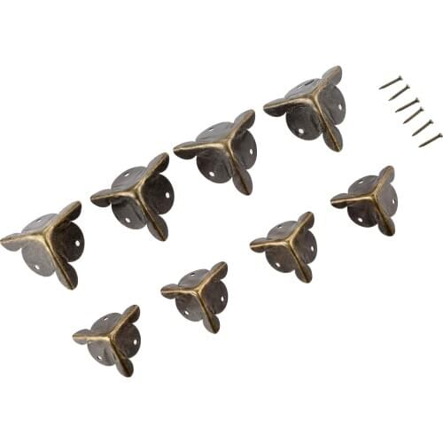 4Pcs Jewelry Gift Box Wood Case Decorative Feet Leg Corner Decorative Protector Antique Corner Bracket Furniture Fittings w/Nail