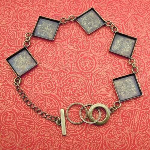 50pcs Toggle Link Chain Bracelet Blanks for Square Cabochons DIY Jewelry Making Connector Setting Bezels Tray Bracelet Findings