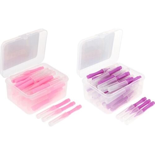 80 Packs Inter Brush Tooth Pick Flosser Toothpick Purple+Pink