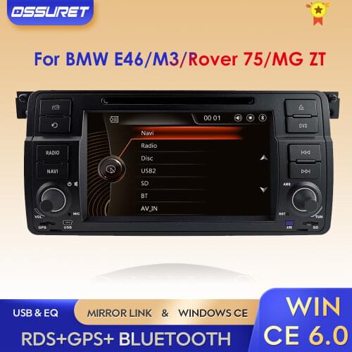 Factory price 1 Din Car DVD Player For BMW E46 M3 318/320/325/330/335 Rover 75 1998-2006 GPS Navigation BT SWC RDS DVBT DAB+ EQ