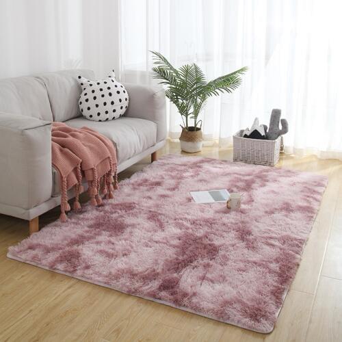 Free shipping Nordic minimalist sofa bedside carpet long hair tie-dye blanket living room bedroom mat non-slip rug