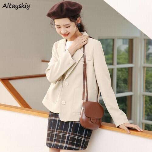 Blazers Womens Autumn Korean Style Office Lady Daily Classic Single Breasted Elegant Casual Female Simple All-match Fashion Chic