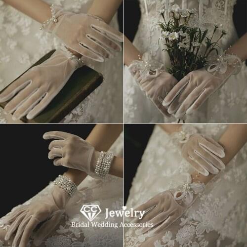 CC Trendy Gloves Women Jewelry Wedding Accessory Engagement Dress Evening Party Prom Short Paragraph Mittens Finger Gants AN183