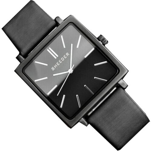 Womens Watches Fashion Vintage Square Dial Quartz Analog No Numbers Business Wrist Watch Gift Ladies Designer Watch Black White