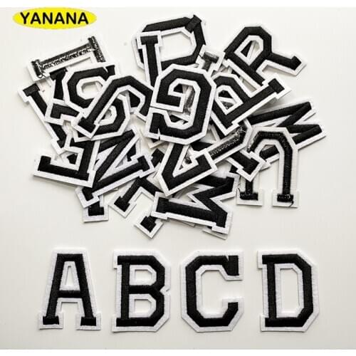 Black Alphabet English Letter Embroidery Iron On Patch For Clothing Badge Paste For Clothes Bag DIY