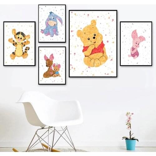 Disney Anime Winnie The Pooh Canvas Painting Cartoon Prints and Posters Wall Art Pictures for Kids Room Home Decoration Cuadros