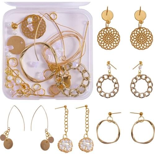 DIY Earrings Making Kits With Earrings Hooks Ear Studs Alloy Links Ring and Pearl Beads for Handmade Earring Jewelry Supplies