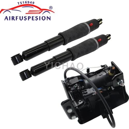 For Cadillac Escalade Tahoe GMC Yukon Pair Rear Air Suspension Shock + Air Compressor Pump 25979394 1575626 15254590 19299545