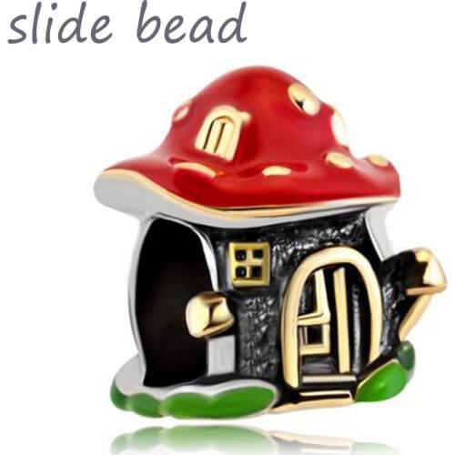 Slide beads Plated charm bracelet beads color elf castle. Suitable for Pandora charm bracelet beads for jewelry making
