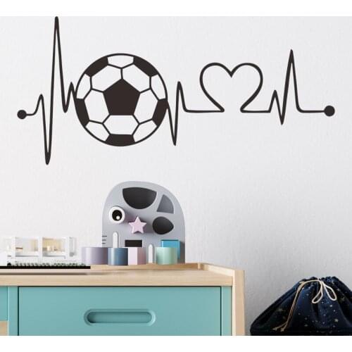 Football Cardiogram Lines Vinyl Wall Stickers for Boy Wall Decals Living Room Bedroom Home Decorative Stickers Peel and Stick