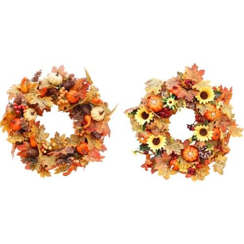 Fall Maple Leaves Pumpkin Garland Thanksgiving Party Front Door Wall Decor 20