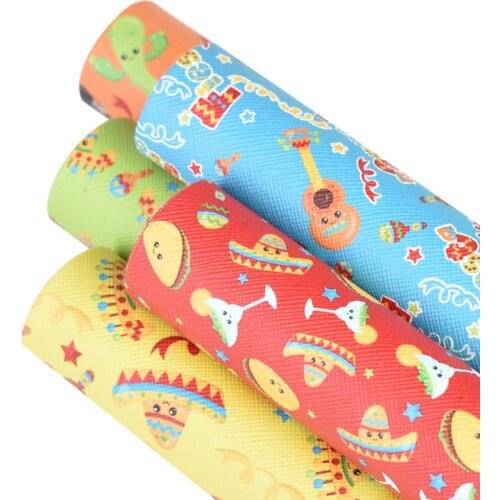 HSDLeather 20x34cm Mexico culture series Faux Synthetic Leather Fabric,DIY handmade materials for hair bow bag