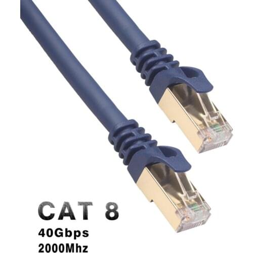 Ethernet Cable CAT8 40Gbps 2000MHz CAT 8 Networking Nylon Braided Internet Lan Cord for Laptops PS 4 Router RJ45 Cable