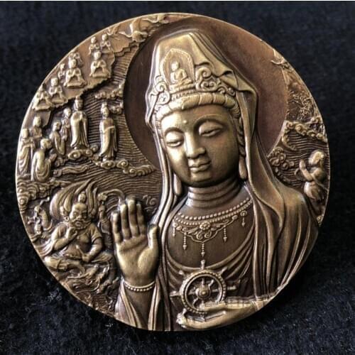 Chinese classical statue of Lotus, Guanyin the safety of the house disc, dish plate,metal decoration home decor