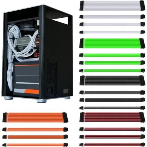 1Set 30cm/40cm A-TX Basic Extension Cable Kit PC GPU CPU Power Supply Sleeved Wire Computer Connectors 24-PIN 8-PIN 6PIN 4+4PIN