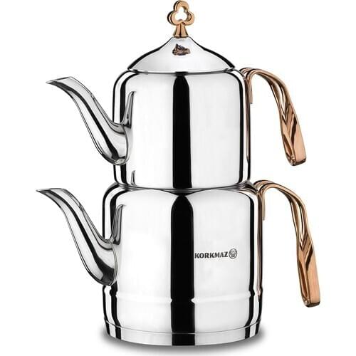Korkmaz Cintemani Rosagold Teapot Set 3.1 Liter 18/10 Stainless Steel Turkish Teapot Set Brewing Tea For tea Pot Set